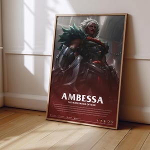 League of Legends Ambessa Poster | LoL Poster Print | Gaming Poster | Gaming Decor | Video Game Poster | Gaming Gift | Video Game Print