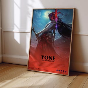 League of Legends Yone Poster | LoL Poster Print | Gaming Poster | Gaming Decor | Video Game Poster | Gaming Gift | Video Game Print