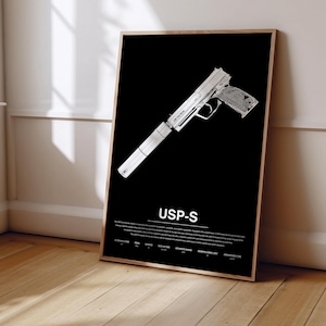Counter Strike USP-S Poster | Counter Strike Poster Print | Gaming Poster | Gaming Decor | Video Game Poster | Gaming Gift | Video GamePrint