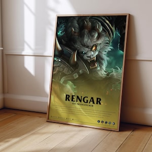 League of Legends Rengar Poster | LoL Poster Print | Gaming Poster | Gaming Decor | Video Game Poster | Gaming Gift | Video Game Print