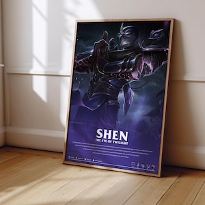 Póster de Shen de League of Legends / Impresión de póster de LoL / Póster de videojuegos / Decoración de videojuegos / Póster de videojuegos / Regalo de videojuegos / Impresión de videojuegos