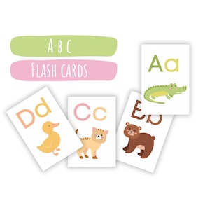 ABC-kaarten, alfabetkaarten, dierenkaarten, ABC-dieren, alfabetdieren, educatieve kaarten, digitale download.