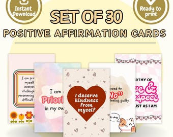 Positive Affirmation Cards: Self-Love Flashcards (Digital Download)