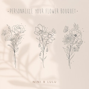 Individuelles Geburtsmonat Blumenstrauß Tattoo, Geburtsmonat Blumen, Floral Tattoo Design, Blumenmonat Bouquet, personalisierte Digitaldrucke
