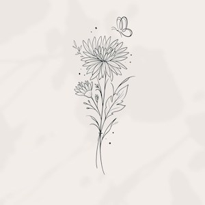 Chrysanthemum Tattoo Design: November Birth Flower (Digital Download)