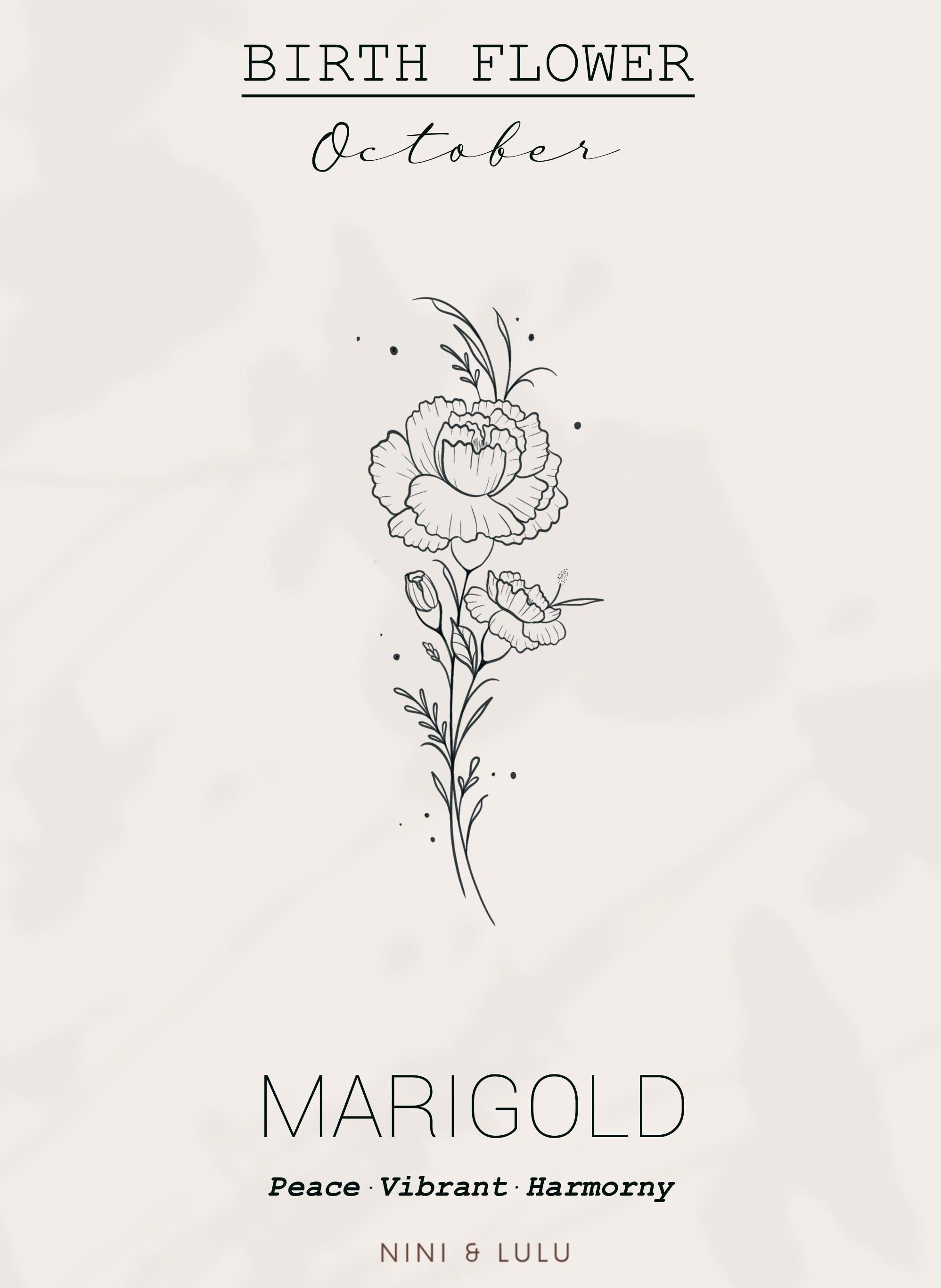 Black & White Marigold Tattoo for October Birthers