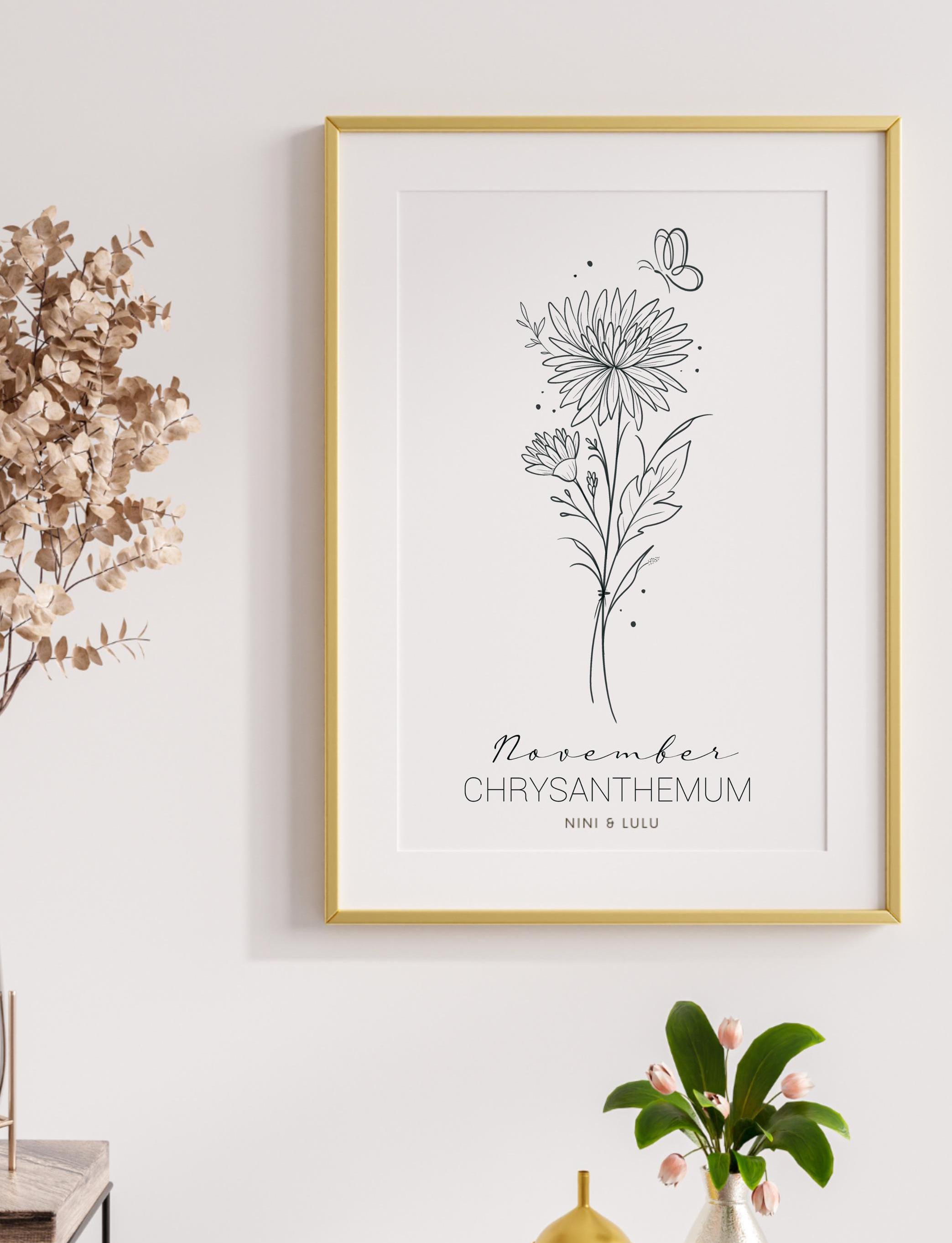 Simple Chrysanthemum Tattoo for November Birth Flower