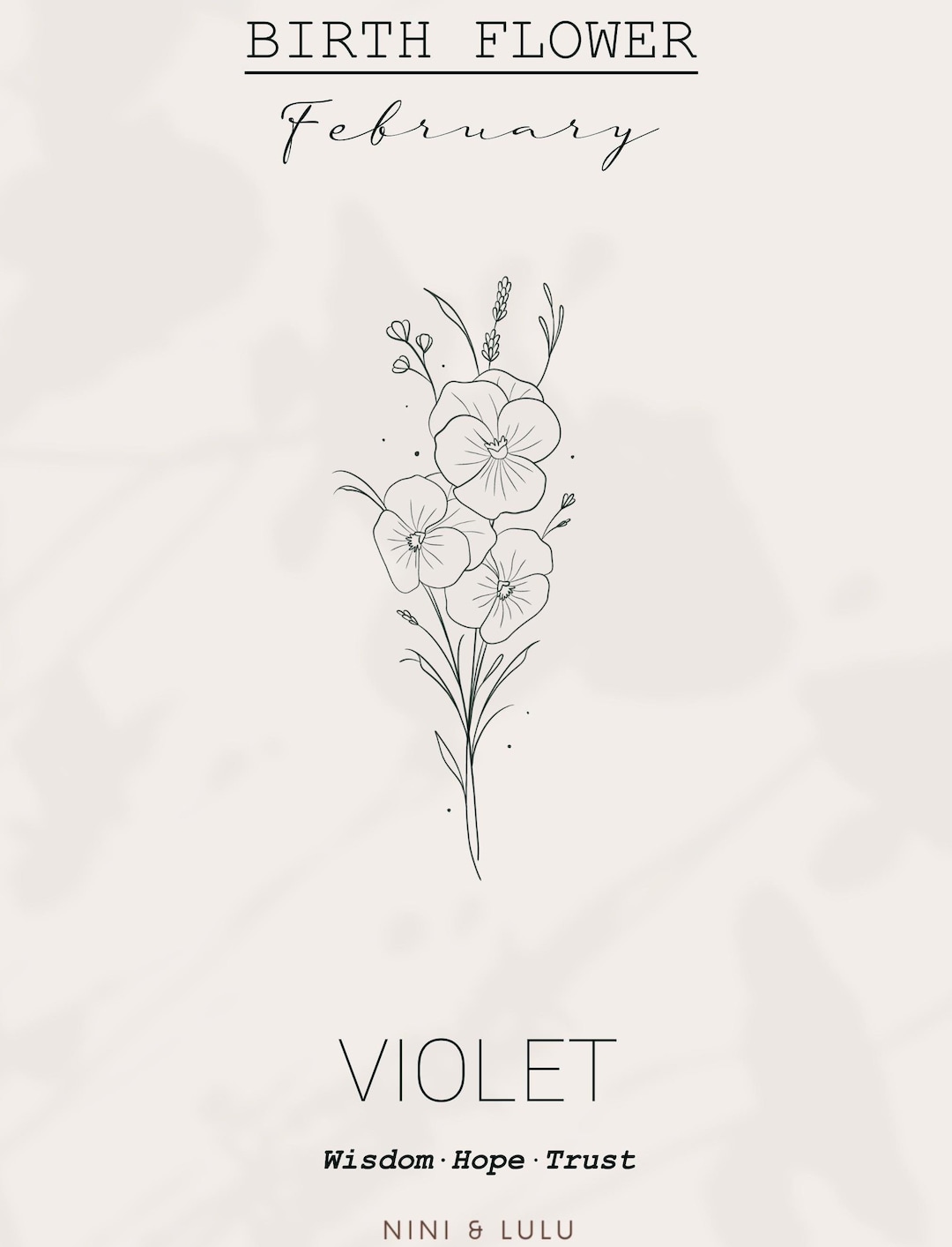 February Birth Flower Tattoo Design – Violet-inspired Fine Line Floral ...