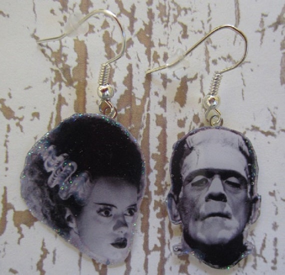 Frankenstein & Bride of Frankenstein Movie Dangled EARRINGS | Etsy