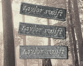 Folklore TS Silver Embroidered Patch White Font Cardigan, Iron Patch Ready to Apply