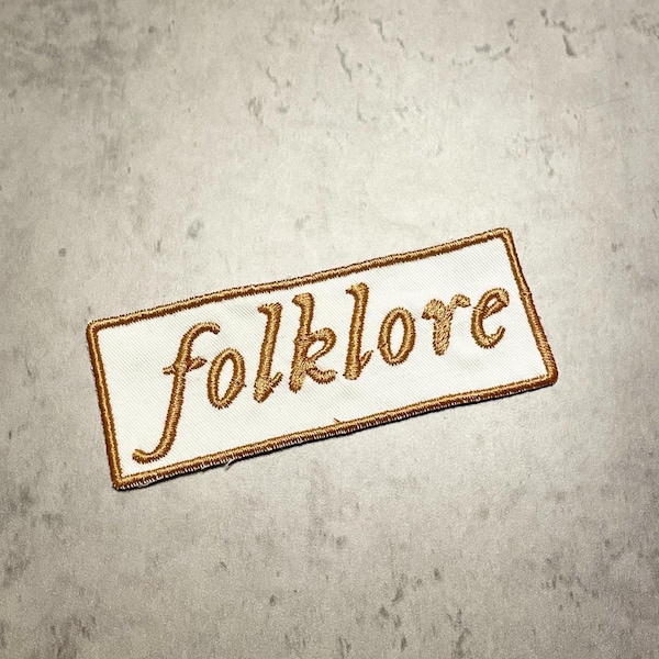 Folklore Custom Embroidered Iron Patch with Beige Outline and Font