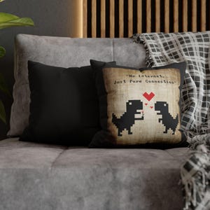 Funda de almohada de dinosaurio retro, decoración de juegos de pixel art, regalo divertido para geeks, decoración linda para el hogar, regalo de relación, día de la madre, regalo del día de la mamá, amor