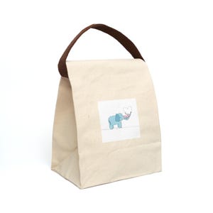 Sac à lunch en toile écologique sur le thème des éléphants, joli fourre-tout à lunch, cartable, indispensable pour pique-niquer, cadeau pour enfants