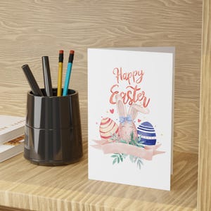 Cartes de voeux, cadeau oeuf de lapin pour Pâques, papeterie de printemps, lot de 10 cartes, lot de cartes de vœux, joli mot lapin de Pâques