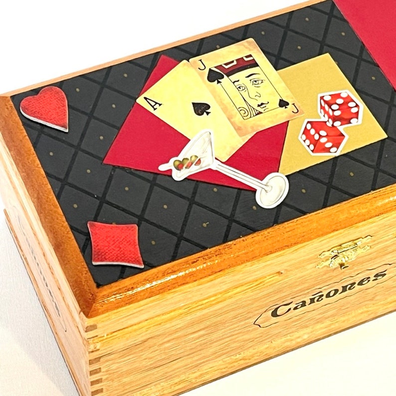 Las Vegas Cigar Box Black Jack Theme Gift Groomsman Gift Gift for Husband Desk Valet image 2