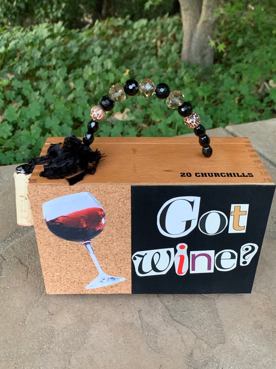 Got Wine Cigar Box Purse / Wine Themed Handbag / Zebra Print Etsy