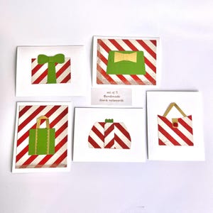 Bonitas tarjetas navideñas, tarjetas con temática de bolso, mini tarjetas para bolso con adornos rojos y verdes, juego de tarjetas navideñas para niñas, estampado de bastón de caramelo.