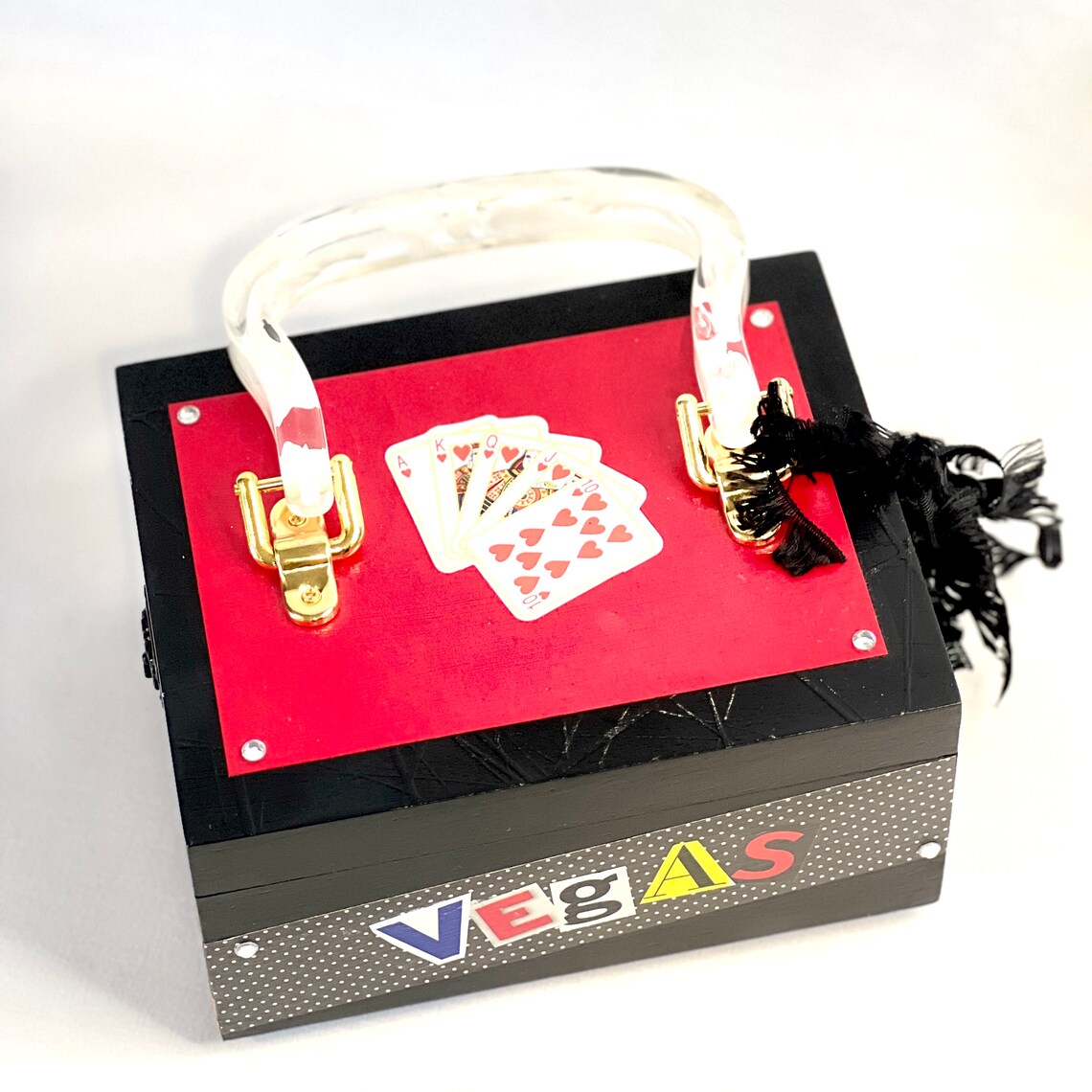 Vegas Cigar Box Purse / Bachelorette Party Purse / Black and Red