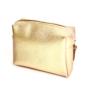 Chices Mäppchen, Kosmetiktasche aus veganem Leder mit goldenen Kieselsteinen