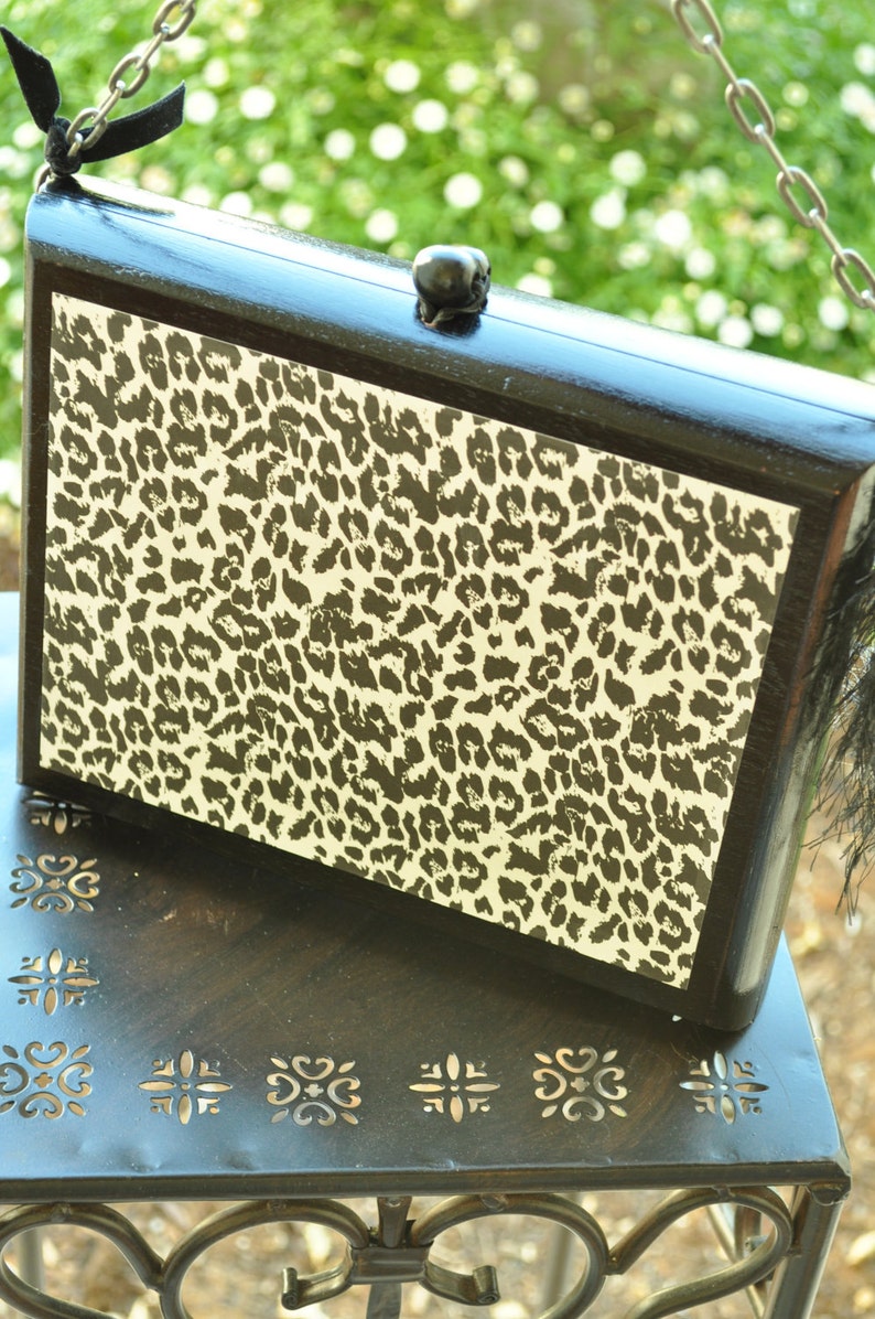 Animal Print Purse / Black and White Handbag / Cigar Box Purse Etsy