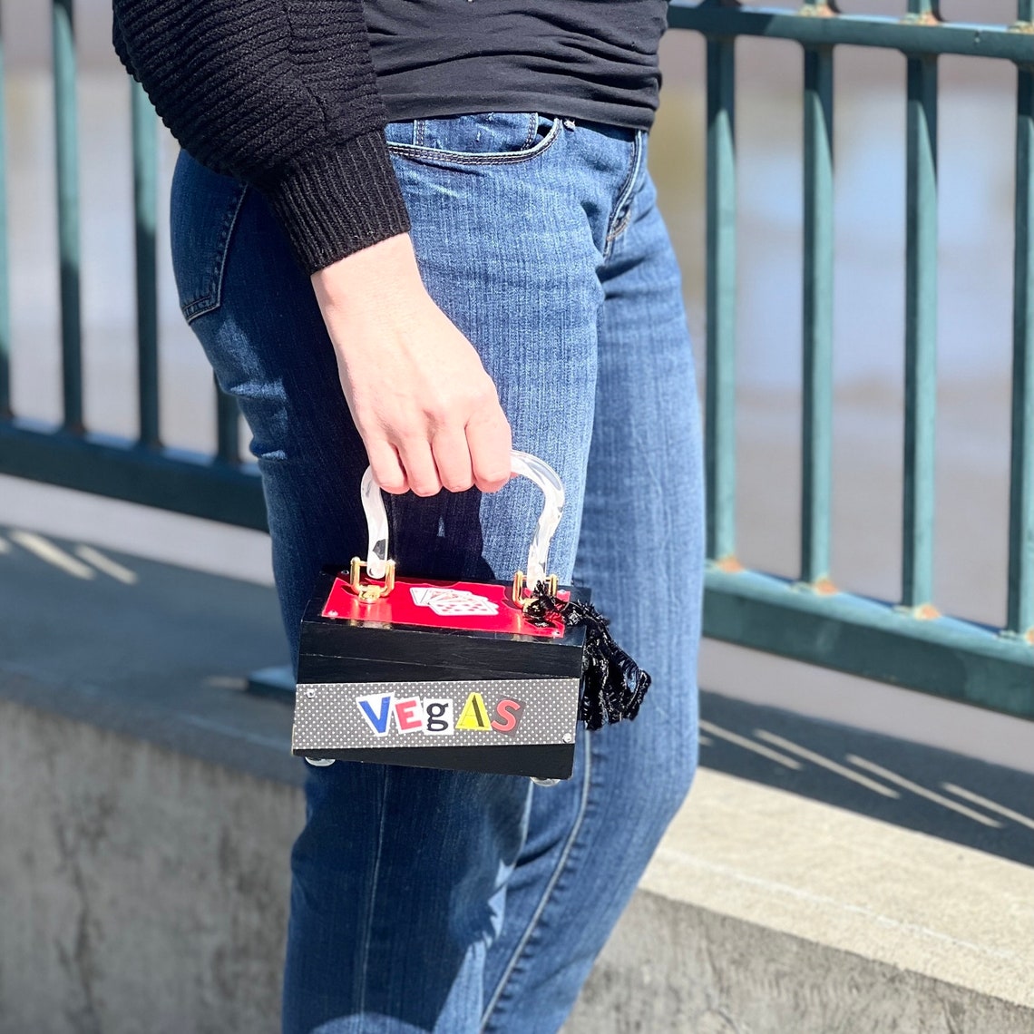 Vegas Cigar Box Purse / Bachelorette Party Purse / Black and Red
