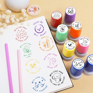 Teacher Stamp, Custom Name Self Inking Stamp for Grading, Teacher Comments & Encouragement Phrases, From The Classroom, Teacher's Day Gift image 2