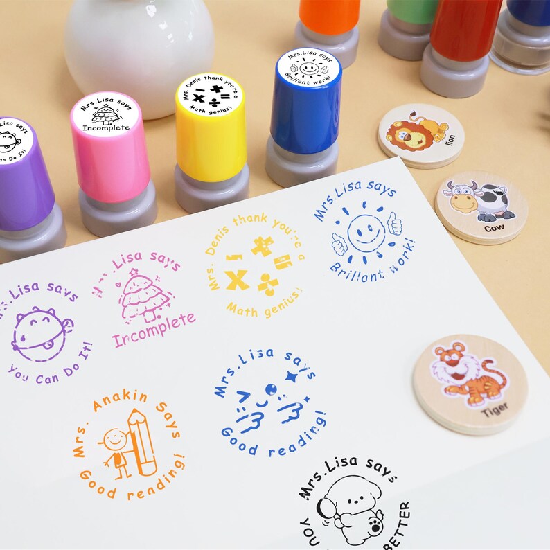 Teacher Stamp, Custom Name Self Inking Stamp for Grading, Teacher Comments & Encouragement Phrases, From The Classroom, Teacher's Day Gift image 9