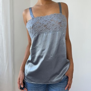 Italian Vintage Satin & Lace Slip Cami (M)