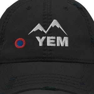 YEM Distressed Phish Dad Hat. Custom embroidered to your selected color phish hat. You Enjoy Myself in this cool stealth phish hat design.