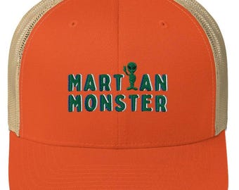 Martian Monster Phish Trucker Hat: Custom Embroidered Cotton-Polyester Cap. Phish hat in your favorite color. Phish cap Martian monster.
