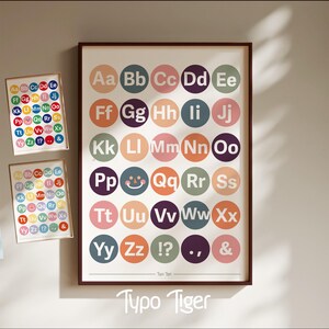 Póster con ilustración del alfabeto, póster con letras, minimalismo, Giclée, nacimiento, ABC, fuente, mural, niños, arte de pared escandinavo, guardería, bonito