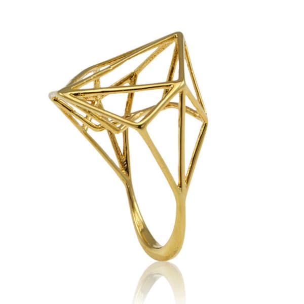 Geometric Minimalist Brass Ring, Minimalist jewelry, Wire Ring, Architecture Inspired Ring, Geometric Ring, Geo Jewelry, Geometric structure