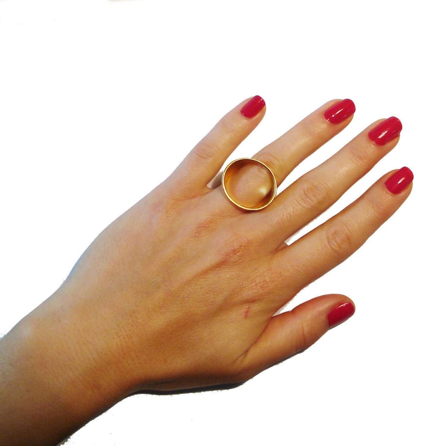 Geometric Oval Shape Ring in Gold Open Oval Ring Oval Brass Etsy