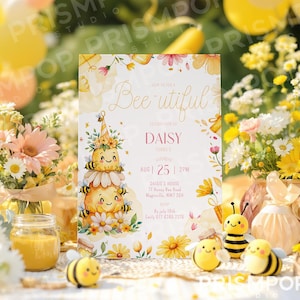 Bee Birthday Invitation Template, Yellow Birthday, Honey Invite, Printable Birthday Invitation 2nd, 3rd, 4th, 5th Birthday Girl Boy Honeybee