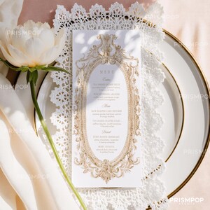 Vintage Gold Menu and Place Card Printable Royal Template, Baroque Menu ...