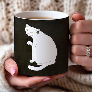 Funny Black Cat Mug, Cat Cup, Cat Coffee Mug, Cute Cat Coffee Mug, Funny Cat Mug, Quirky Cat , Artistic Mug Gift
