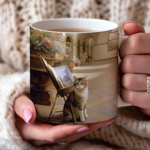Funny Black Cat Mug, Cat Cup, Cat Coffee Mug, Cute Cat Coffee Mug, Funny Cat Mug, Quirky Cat , Artistic Mug Gift