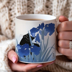 Funny Black Cat Mug, Cat Cup, Katsushika Hokusai Coffee Mug, Cute Cat Coffee Mug, Funny Cat Mug, Quirky Cat, Artistic Mug Gift