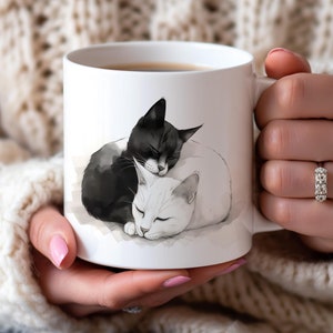 Black  Cat Mug, Cat Cup, Coffee Mug, Cute Cat Coffee Mug, Funny Cat Mug, Quirky Cat, Artistic Mug Gift