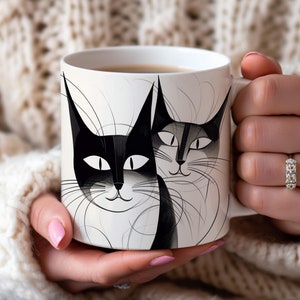 Funny Black Cat Mug, Cat Cup, Cat Coffee Mug, Cute Cat Coffee Mug, Funny Cat Mug, Quirky Cat , Artistic Mug Gift
