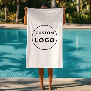 Personalized Logo Beach Towel, Custom Pool Towel Gift, Corporate Appreciation, Your Logo Printed, Company Branding, Coworker Gift