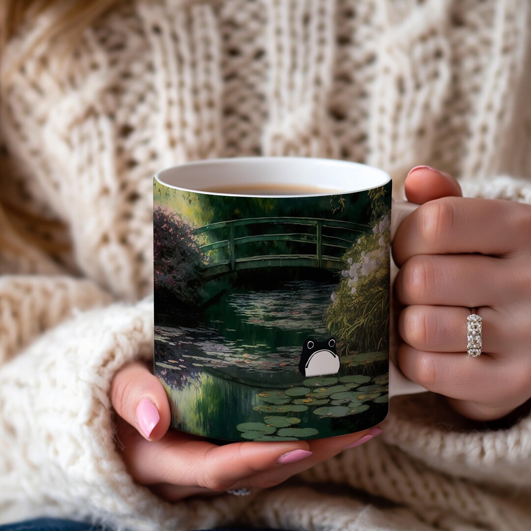 Frog Mug, Unimpressed Frog Design, Monet's Waterlilies, Artsy Coffee ...