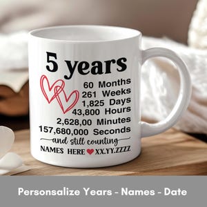 Personalized Anniversary Mug for Couples, Custom His and Hers Coffee Mugs, Romantic Gift for Anniversary, Wedding Keepsake, Coffee Lover