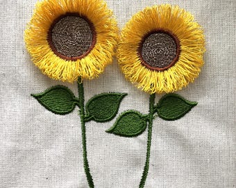 Sunflowers 2 Fancy Fluffy Design to cut in 2 sizes Embroidery Machine Pattern Design File Fits 4 x 4 Hoop. Dst Exp Hus Jef Pes Vp3 Xxx