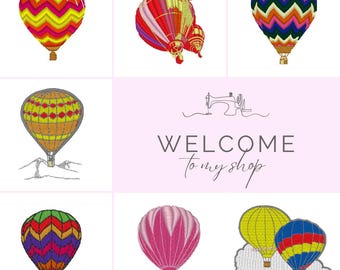 Hot Air Balloons  Digital Embroidery Files Set of 7 Dst,Exp,Hus,Jef,Pes,Vip,Xxx . Fits 4 x4 Inch Frame