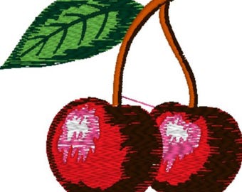 Cherry Cherries Embroidery Machine Pattern Design File Fits 4 x 4 Hoop Dst Exp Hus Jef Pes Vip Xxx