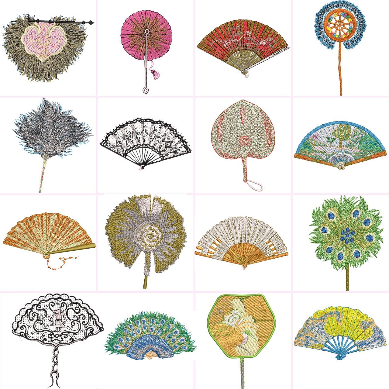 Fans Ladies Fangirl Digital Embroidery Files Set of 16  Dst,Exp,Hus,Jef,Pes,Vip,Xxx . Fits 4 x4 & 5 x 7 Inch Frames - Exact sizes in images