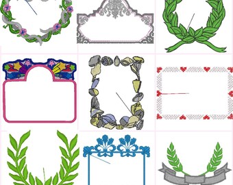 Frames Kransen Randen Digitale borduurbestanden Set van 9 Dst,Exp,Hus,Jef,Pes,Vip,Xxx. Past op een lijst van 4 x 4 inch