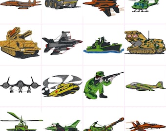 Militaire luchtmacht leger Navy Combat digitale borduurbestanden Set van 16 Dst,Exp,Hus,Jef,Pes,Vip,Xxx. Past op een lijst van 4 x 4 inch