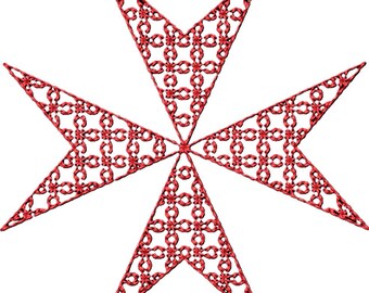 Vlag Maltezer kruis met Maltezer kruis decoratieve vulling Ontwerp in één kleur in 3 maten: 2,5, 3,2 en 3,9 inch Dst,Exp,Hus,Jef,Pes,Vp3,Xxx